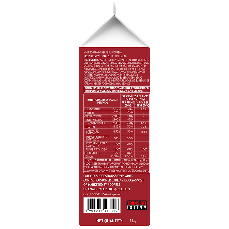 Rich's Whip Topping Cheese Flavored 1 Kg