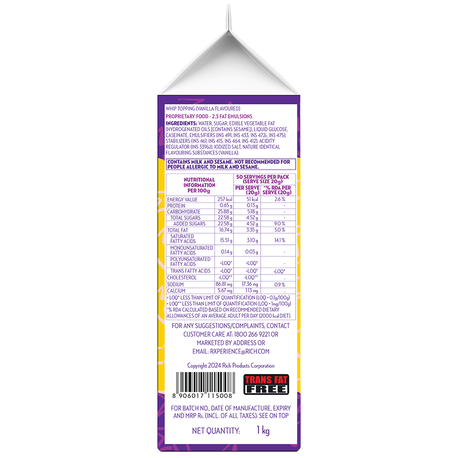 Rich's New Star Whip Topping 1 Kg