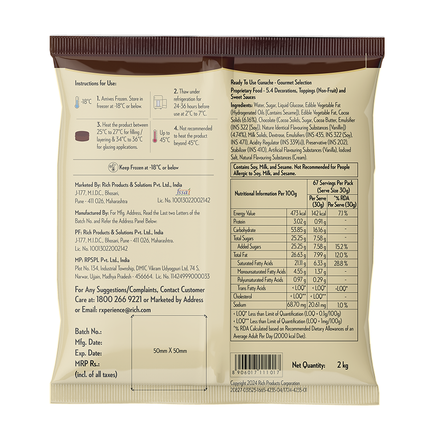 Rich's Ready-To-Use Ganache Gourmet Selection 2 Kg